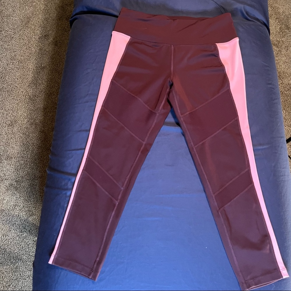 Maroon and pink leggings